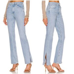 $225 GRLFRND HIGH RISE STRAIGHT LEG SPLITHEM JEANS SLVRLAKE REVOLVE MOTHER DENIM